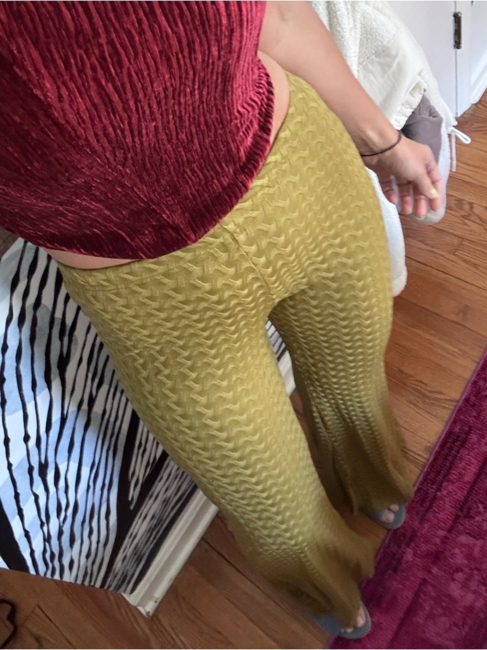 Textured Knit Flare Pants